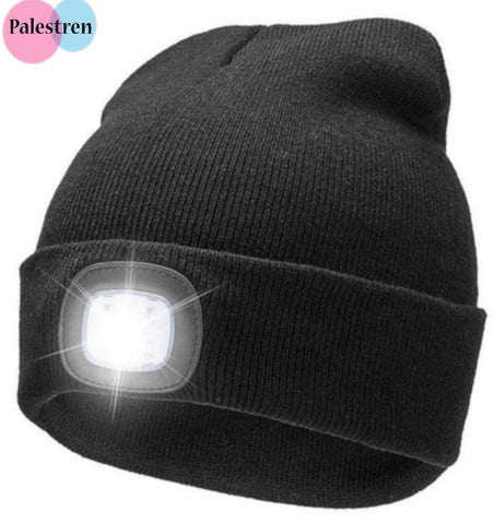 Palestren LED Beanie Hat Rechargeable USB Hat ppi LIghted Beanie Hands Free Headlamp Cap Unisex Winter Warmer Knit Hat with Light for Men,Women